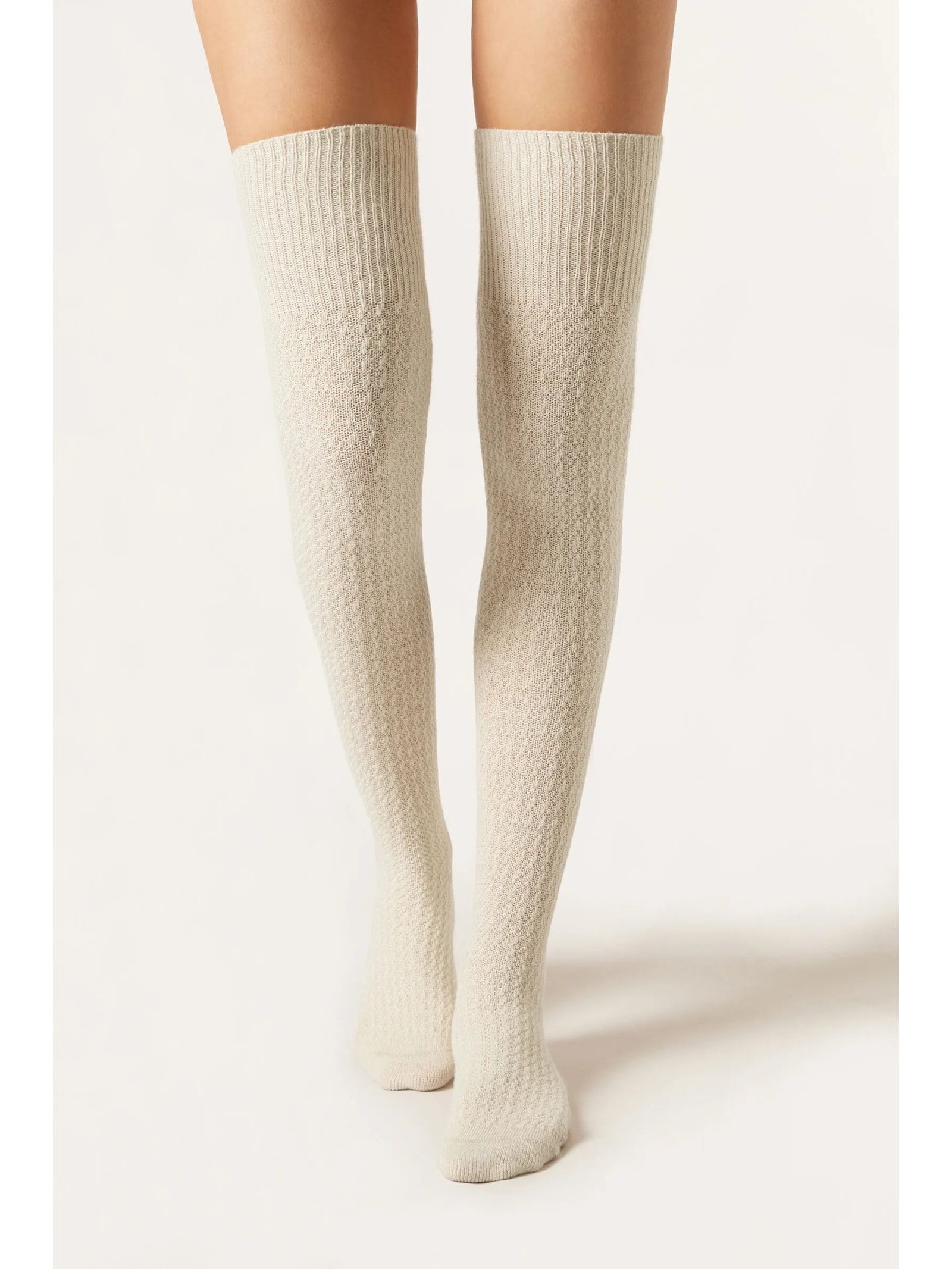 Meia Longuette Com Cashmere Off-White Calzedonia