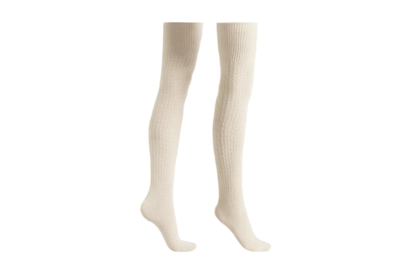 Meia Longuette Com Cashmere - Off-White