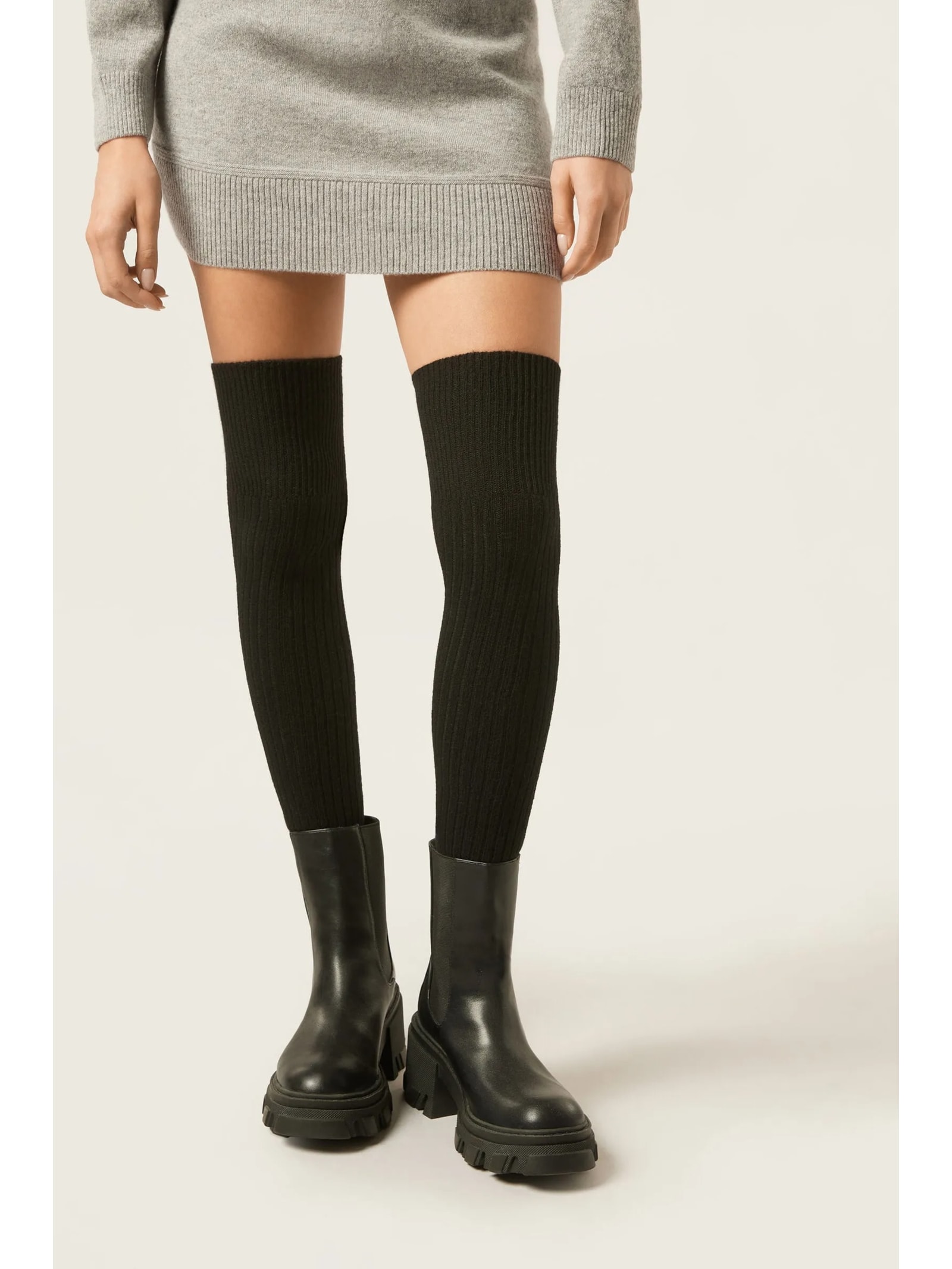 Meia Longuette Com Cashmere Preto Calzedonia