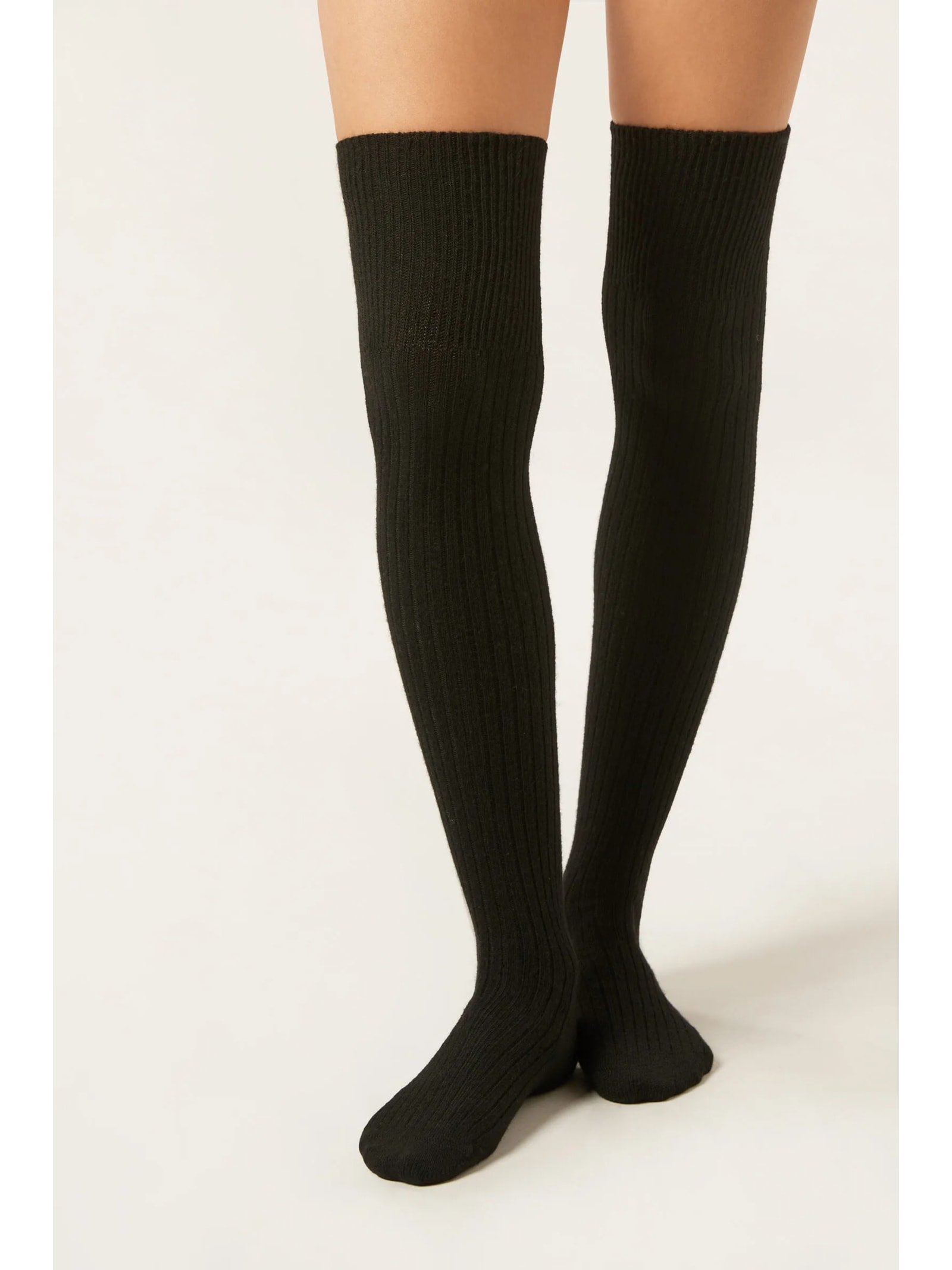 Meia Longuette Com Cashmere Preto Calzedonia
