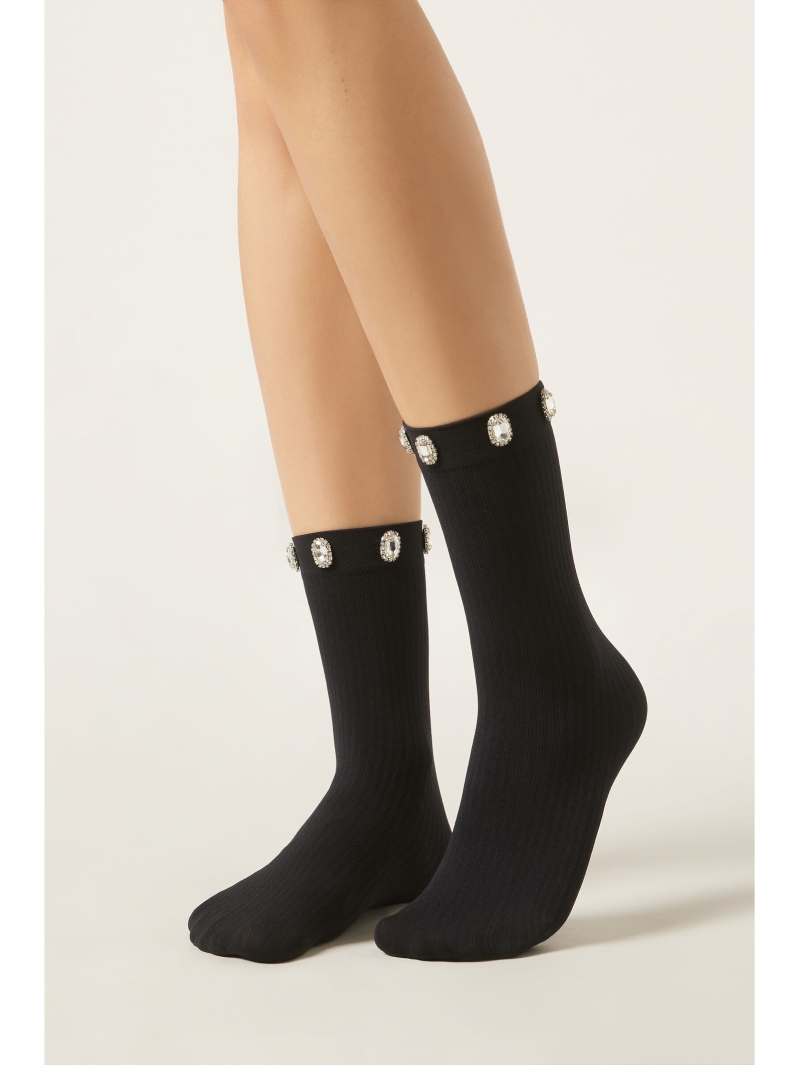 Meia Opaca Com Pedraria Preto Calzedonia