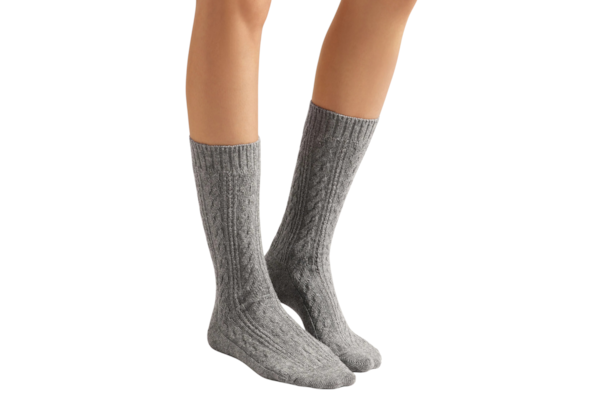 Meia Trabalhada Com Cashmere - Cinza