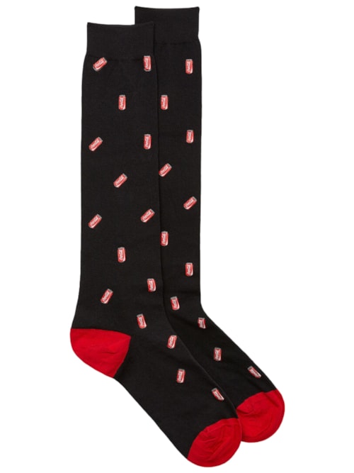 Meias Altas Coca-Cola Em Algodão Macio – Preto
