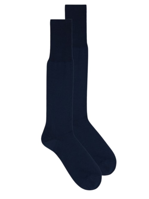 Meias Altas De Algodão Fio-De-Escócia Acetinado - Azul