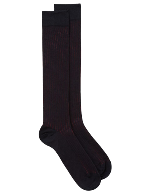 Meias Altas Em Algodão Macio Canelado – Azul