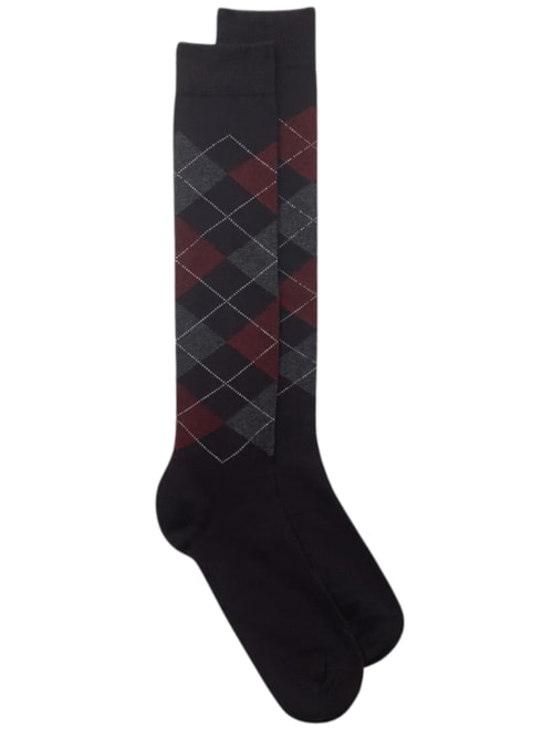 Meias Altas Em Algodão Macio Com Estampa – Preto