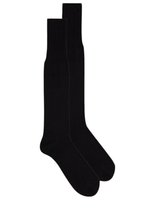 Meias Altas Em Cashmere e Seda - Preto