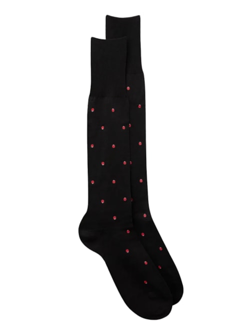 Meias Altas Em Fio De Escócia Com Estampa – Preto