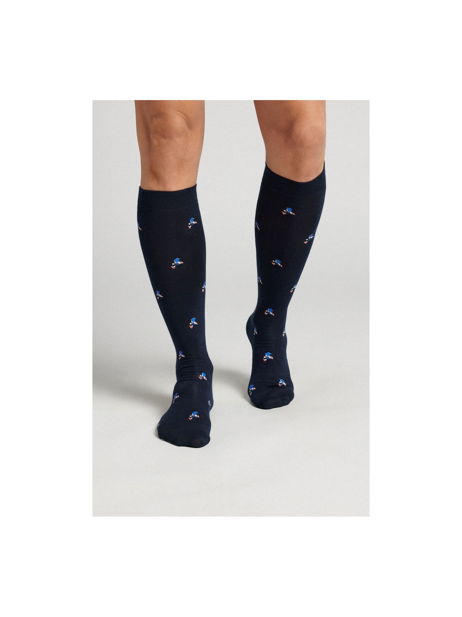 Meias Altas Sonic Em Algodão Azul Intimissimi