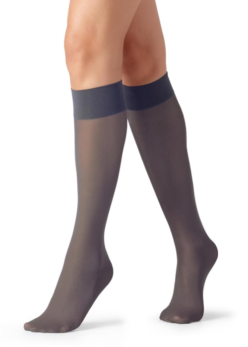 Meias Até o Joelho Fio 60 Em Microfibra – Azul