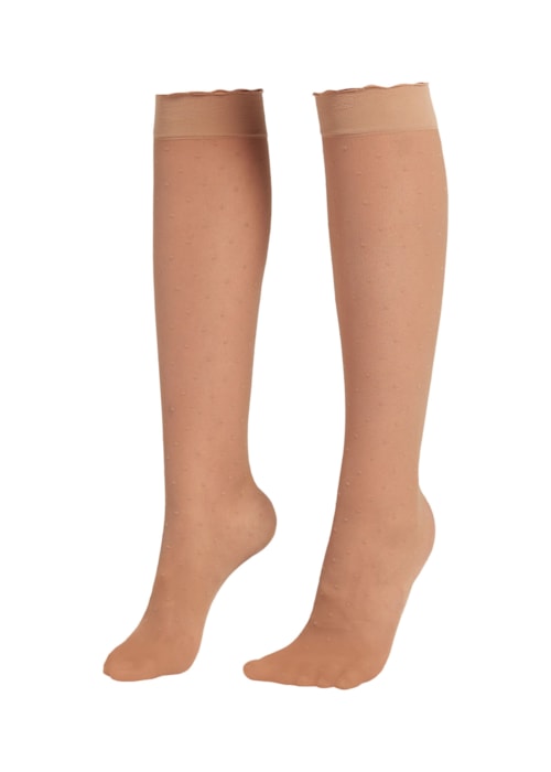 Meias Cano Alto Transparentes De Poá – Bege