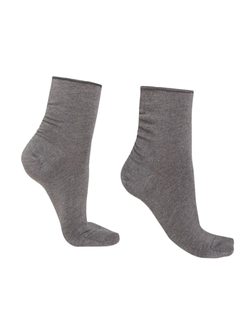Meias Curtas Com Cashmere Sem Punho – Cinza