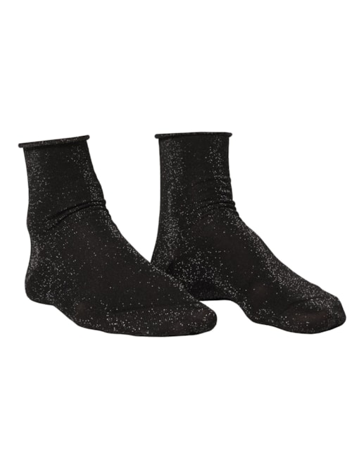 Meias Curtas Com Glitter - Azul
