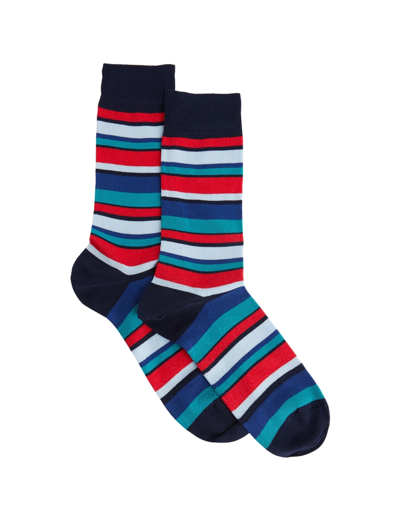 Meias Curtas Com Listras Coloridas Para Homem Azul Calzedonia