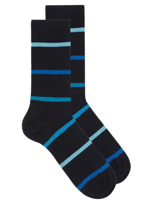 Meias Curtas Em Algodão Com Estampa – Azul