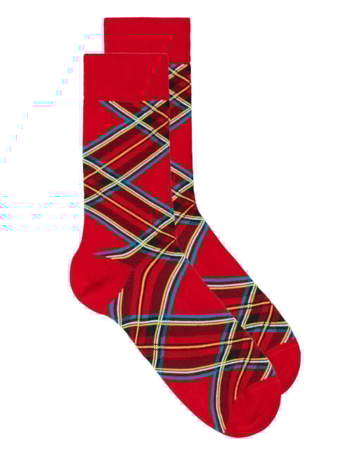 Meias Curtas Em Algodão Com Estampa – Vermelho