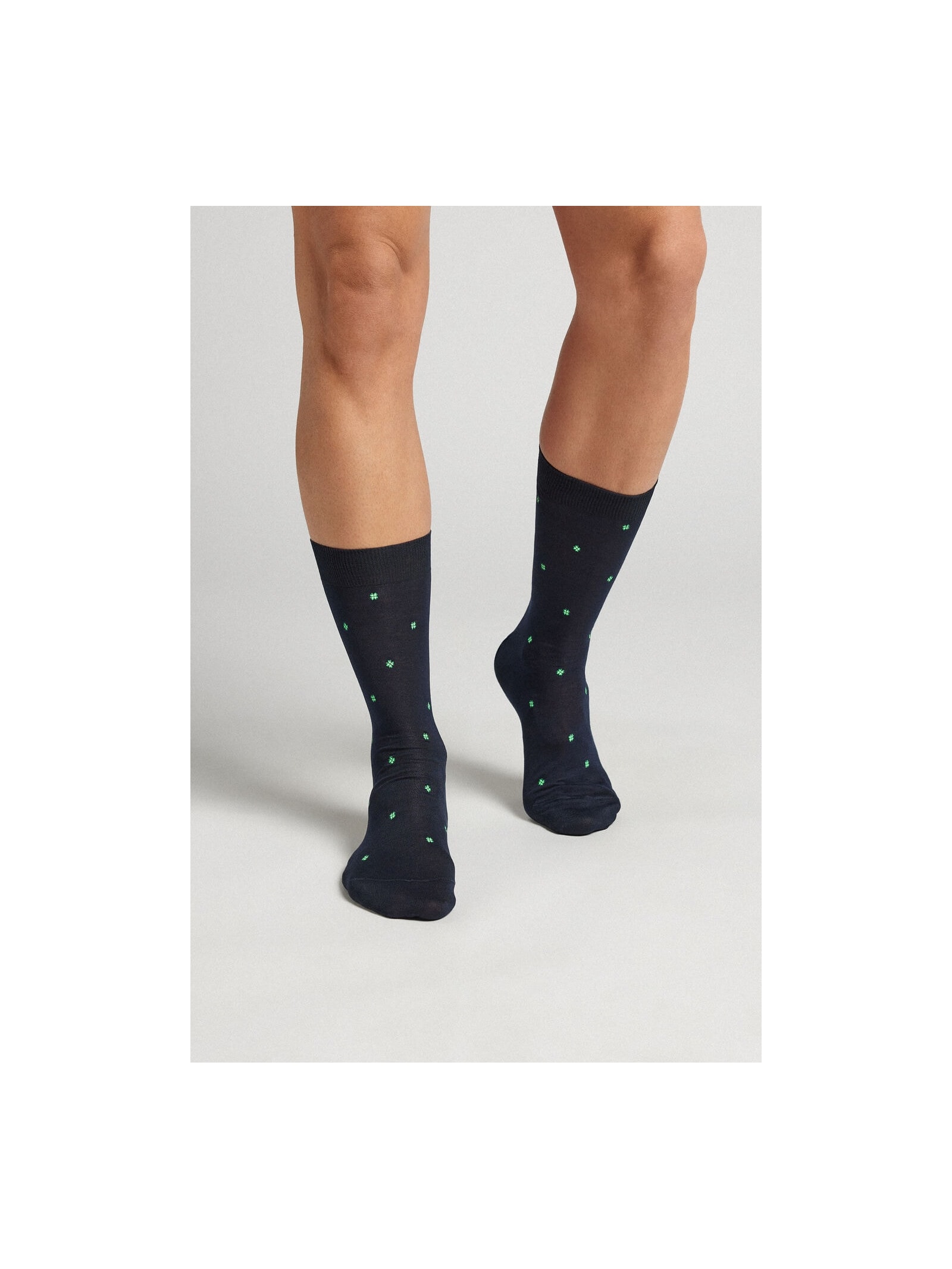 Meias Curtas Em Fio De Escócia Com Estampa Azul Intimissimi