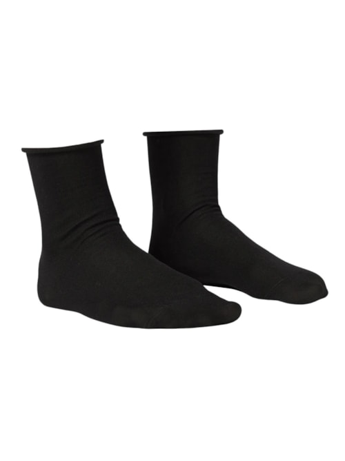 Meias Curtas Em Fio De Escócia Sem Punhos – Preto