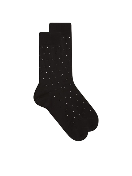 Meias Curtas Para Homem Em Algodão Fio De Escócia Com Estampa - Preto