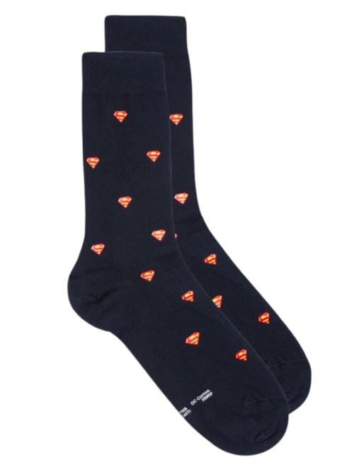 Meias Curtas Super-Homem Em Algodão – Azul