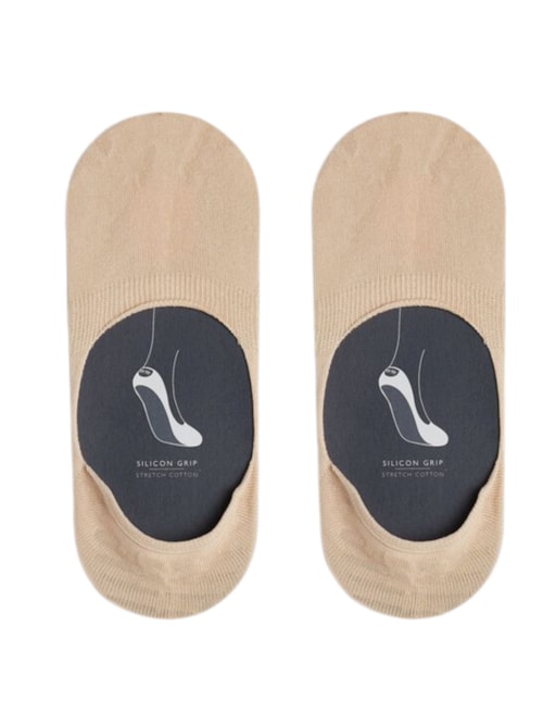 Meias Soquete De Algodão Elástico – Bege