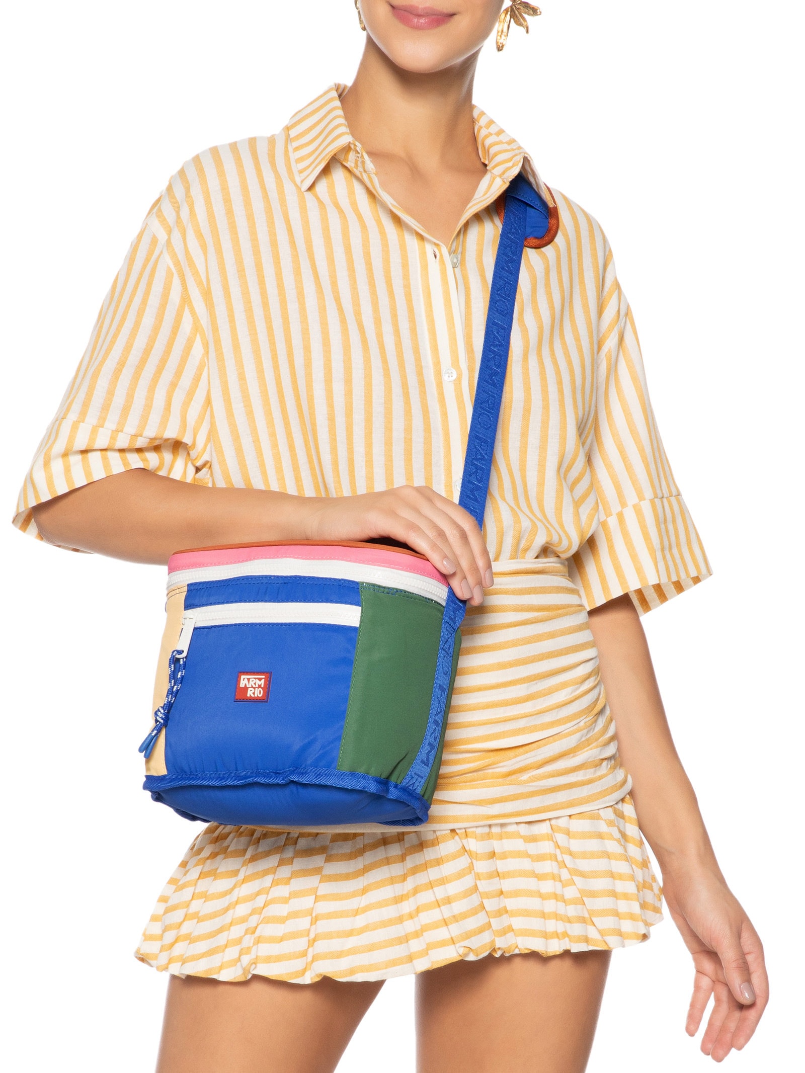 Mini Cooler Farofa Colorblocking Azul Farm Etc