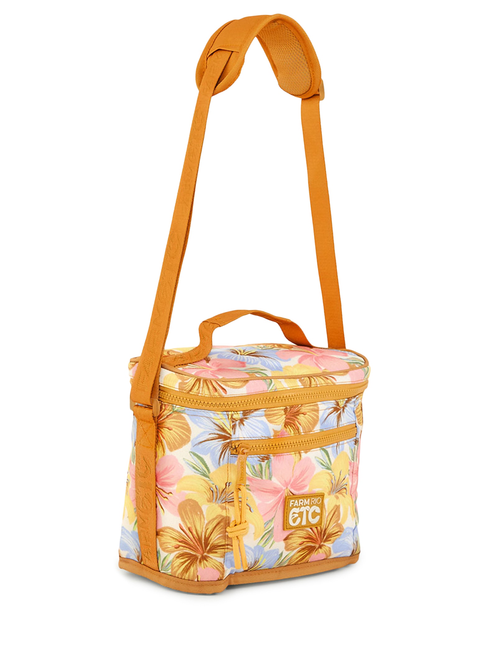 Mini Cooler Farofa Floral Bahia Laranja Farm Etc