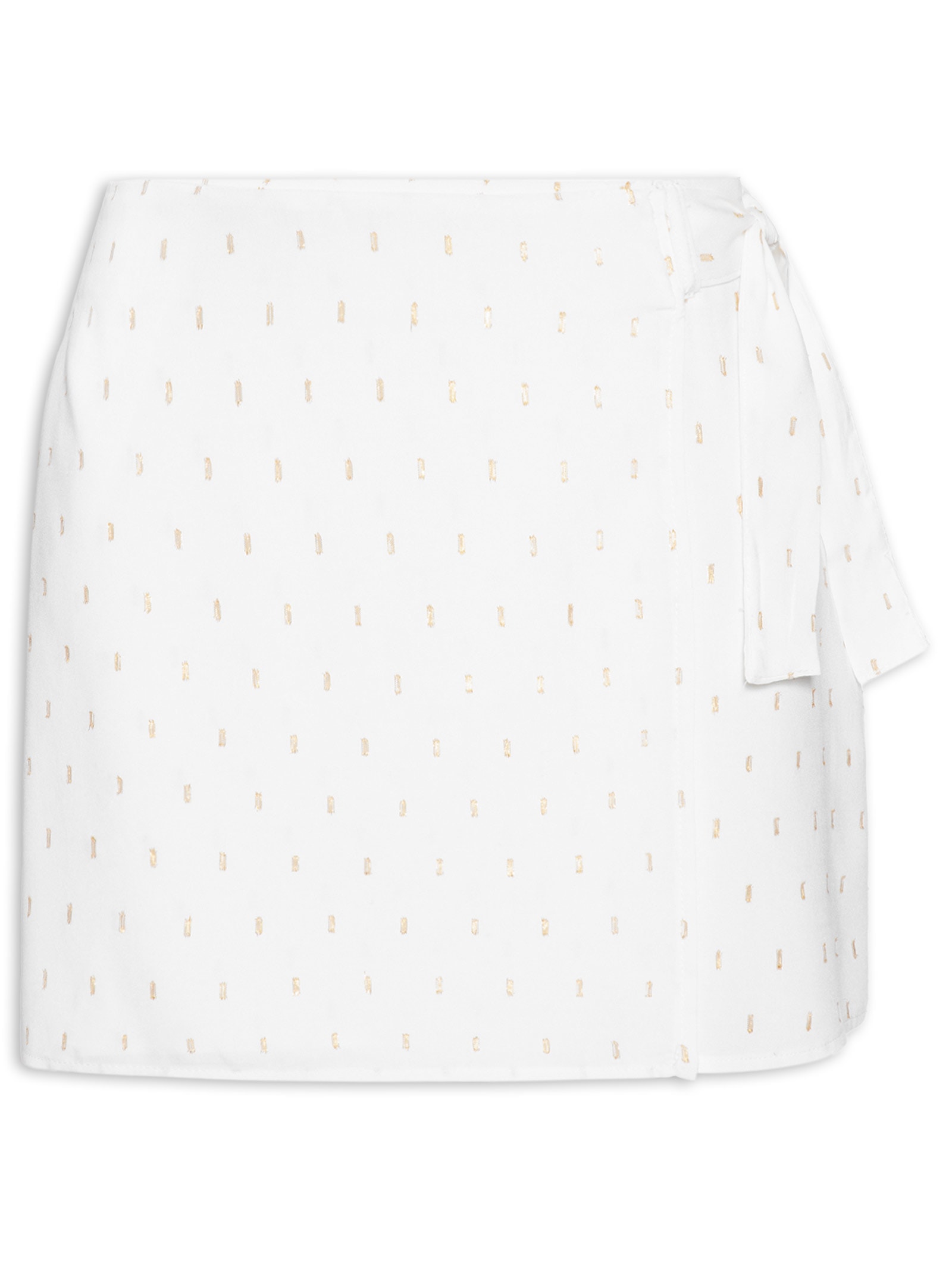 Mini Saia com Amarração de Detalhes Dourados Branco Market 33
