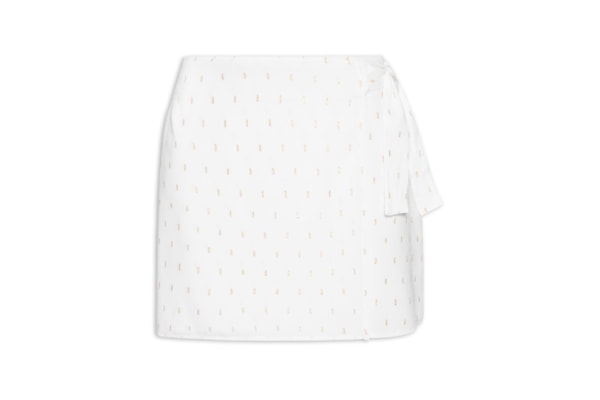 Mini Saia com Amarração de Detalhes Dourados - Branco