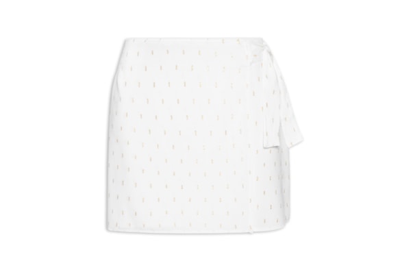 Mini Saia com Amarração de Detalhes Dourados - Branco