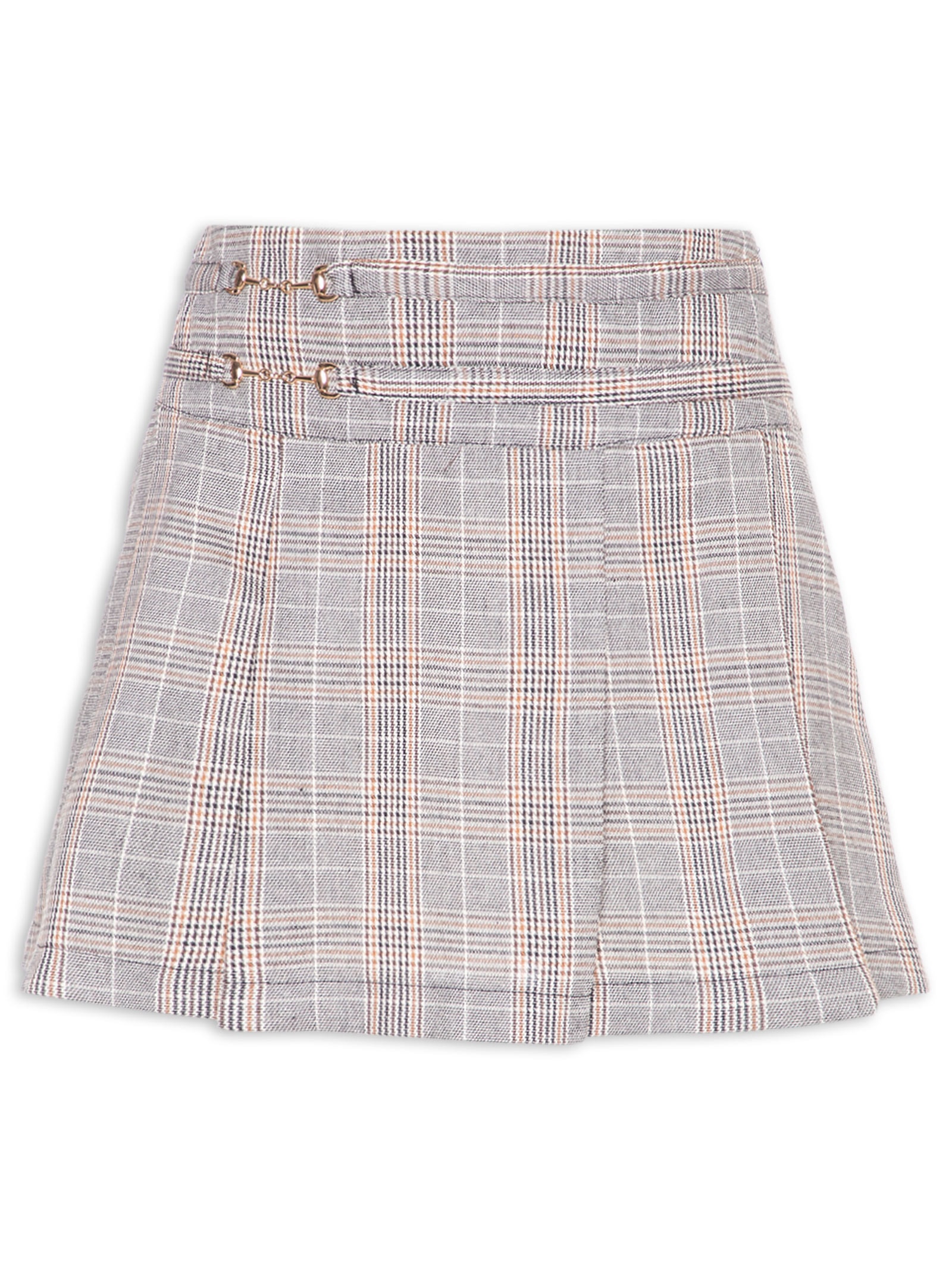 Mini Saia Com Pregas Cinza Market 33