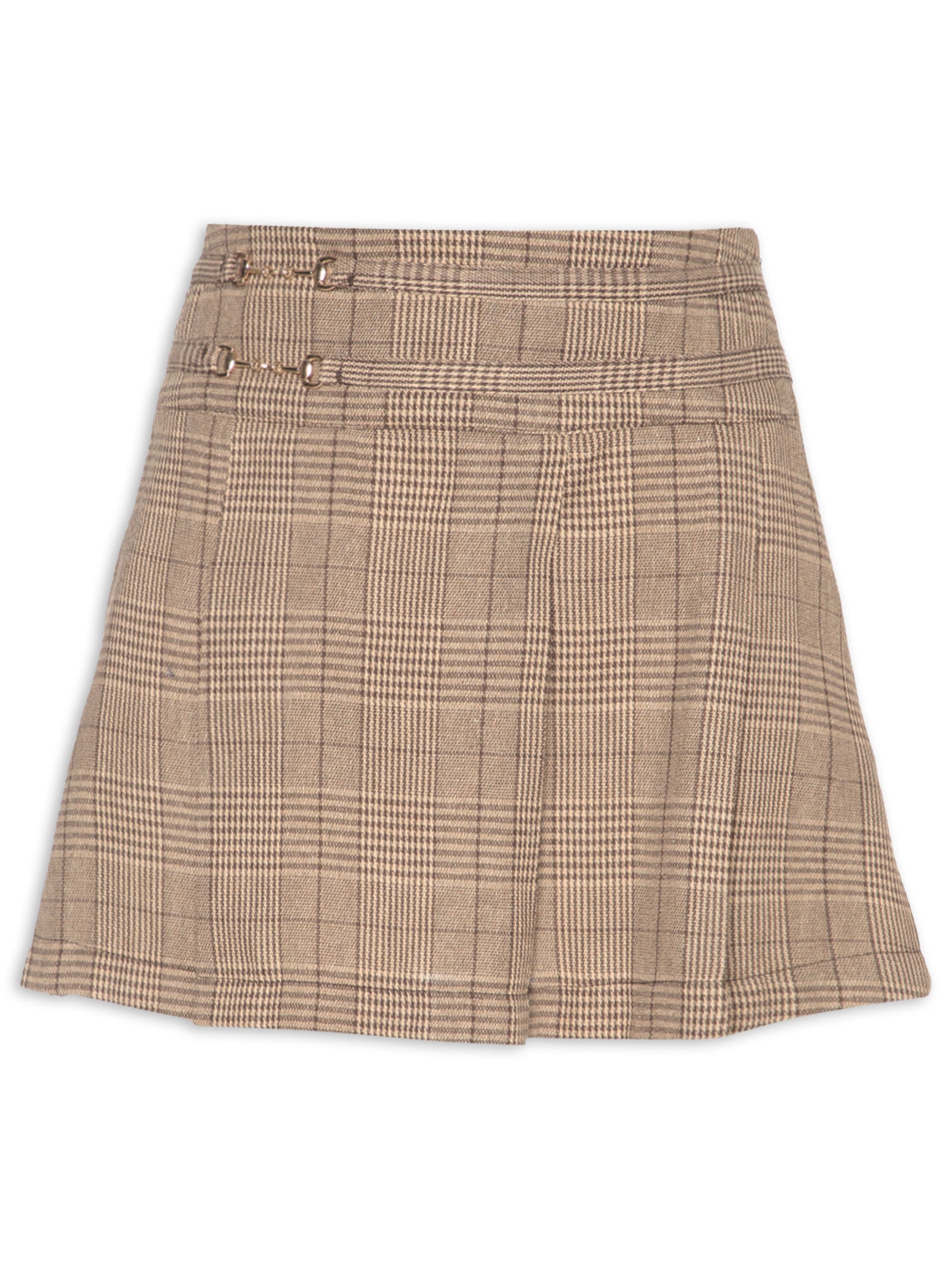 Mini Saia Com Pregas Marrom Market 33