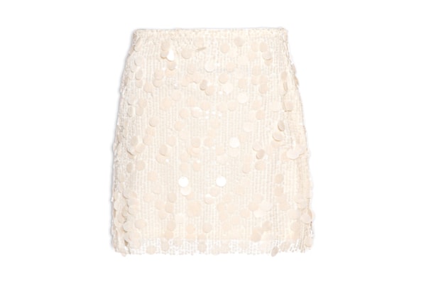 Mini Saia Em Paetê - Bege