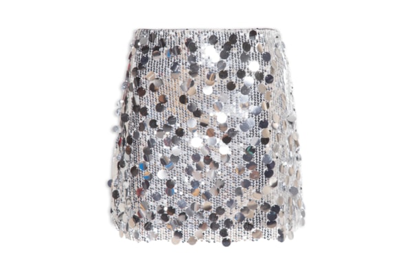 Mini Saia Em Paetê - Prateado