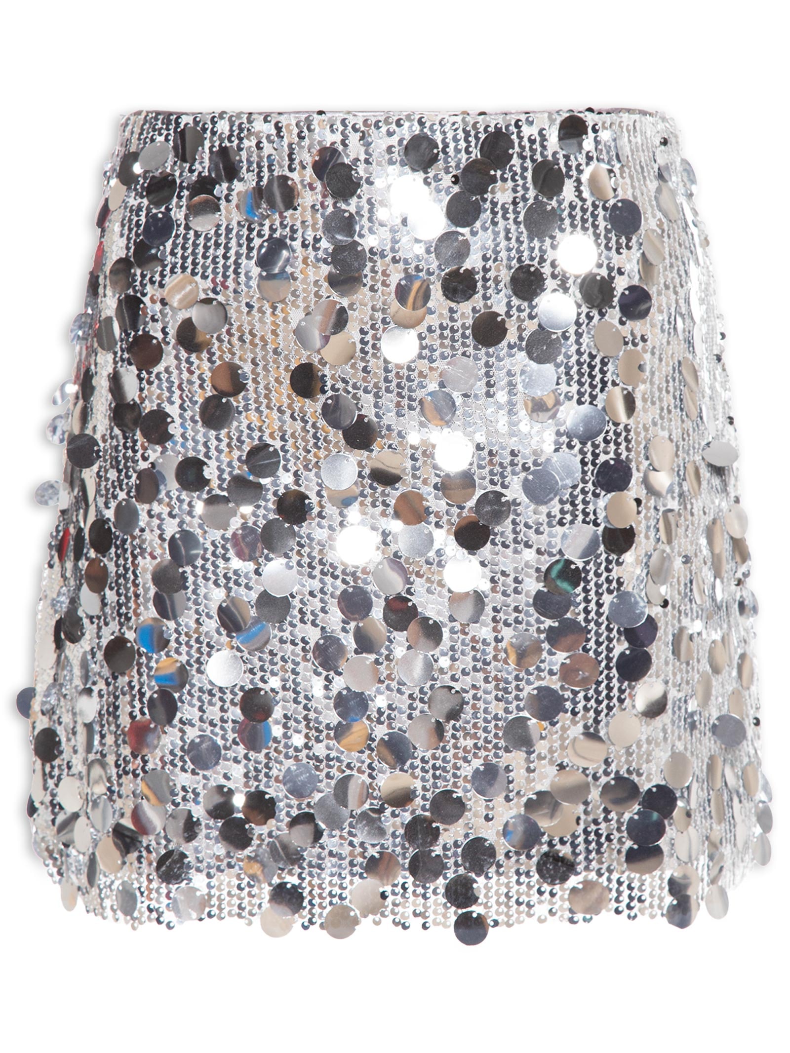 Mini Saia Em Paetê Prateado Market 33