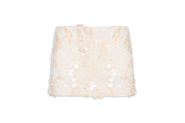 Mini Saia em Paetês - Off White