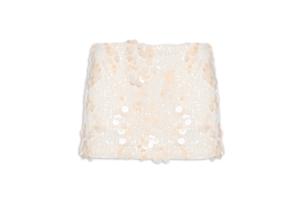 Mini Saia em Paetês - Off White