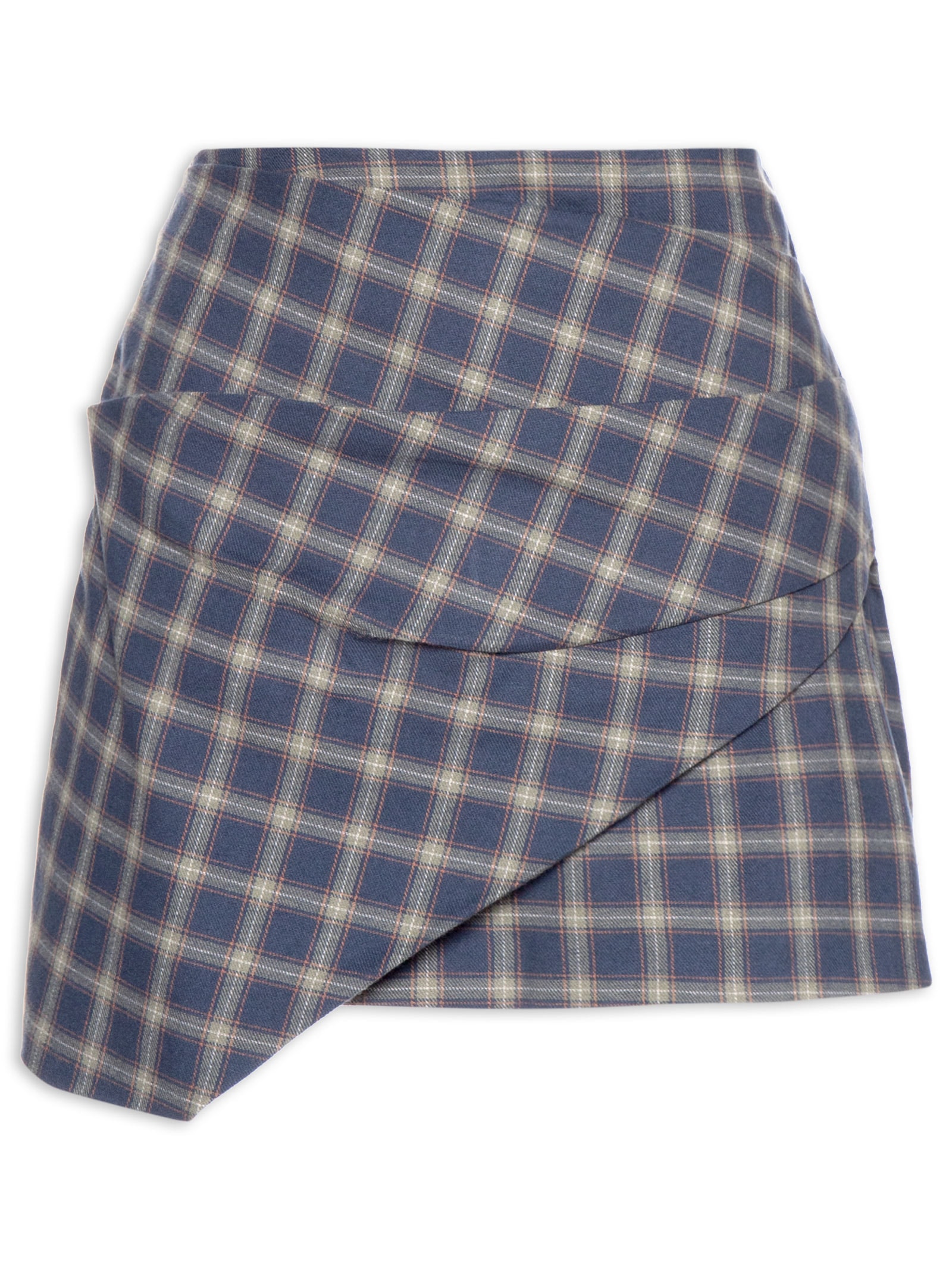 Mini Saia Flanela Xadrez Azul Animale Jeans