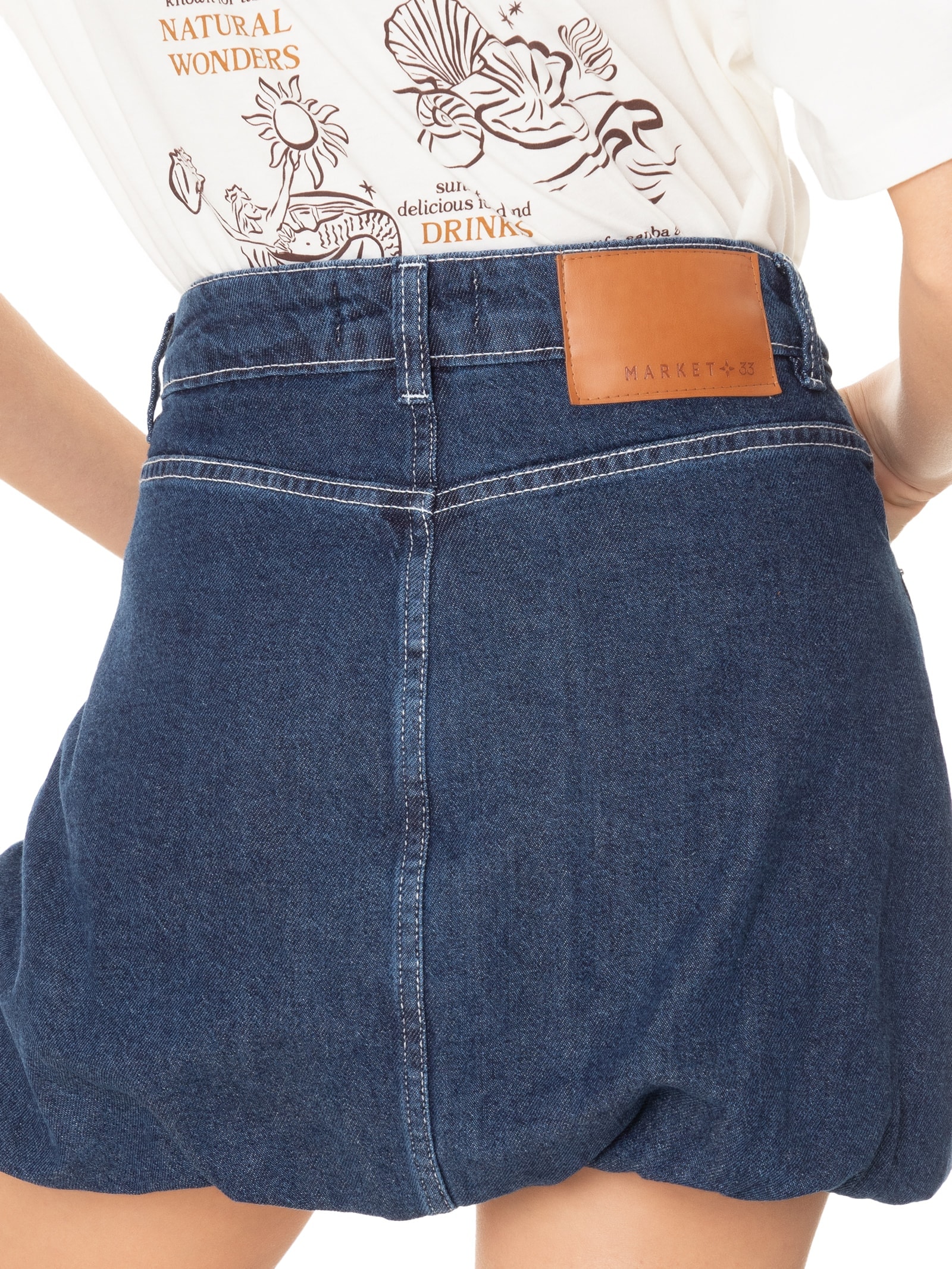 Mini Saia Jeans Balonê Azul Market 33