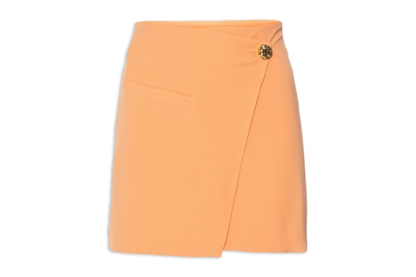 Mini Saia Transpasse Em Crepe - Laranja