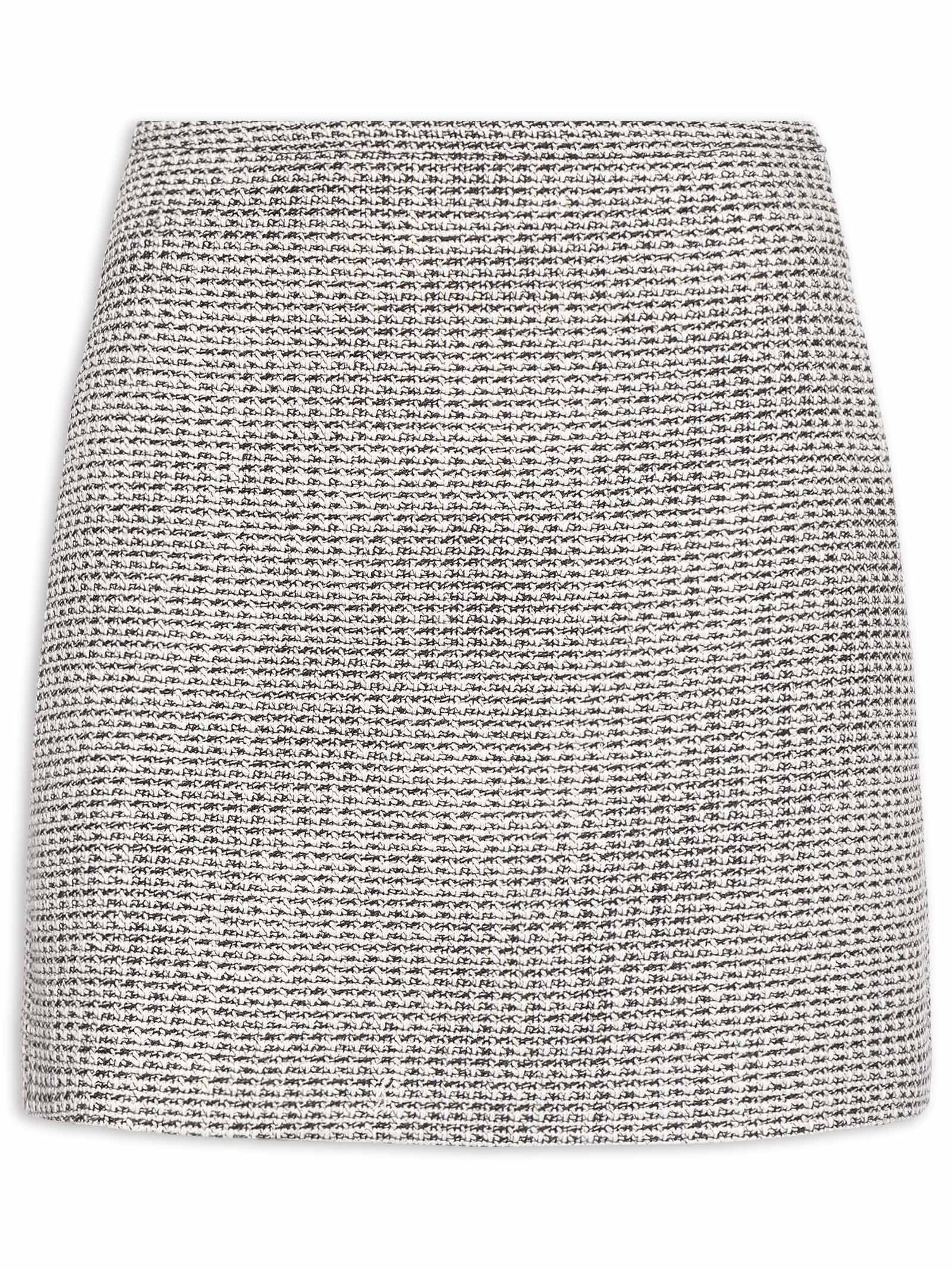 Mini Saia Tweed Preto Animale