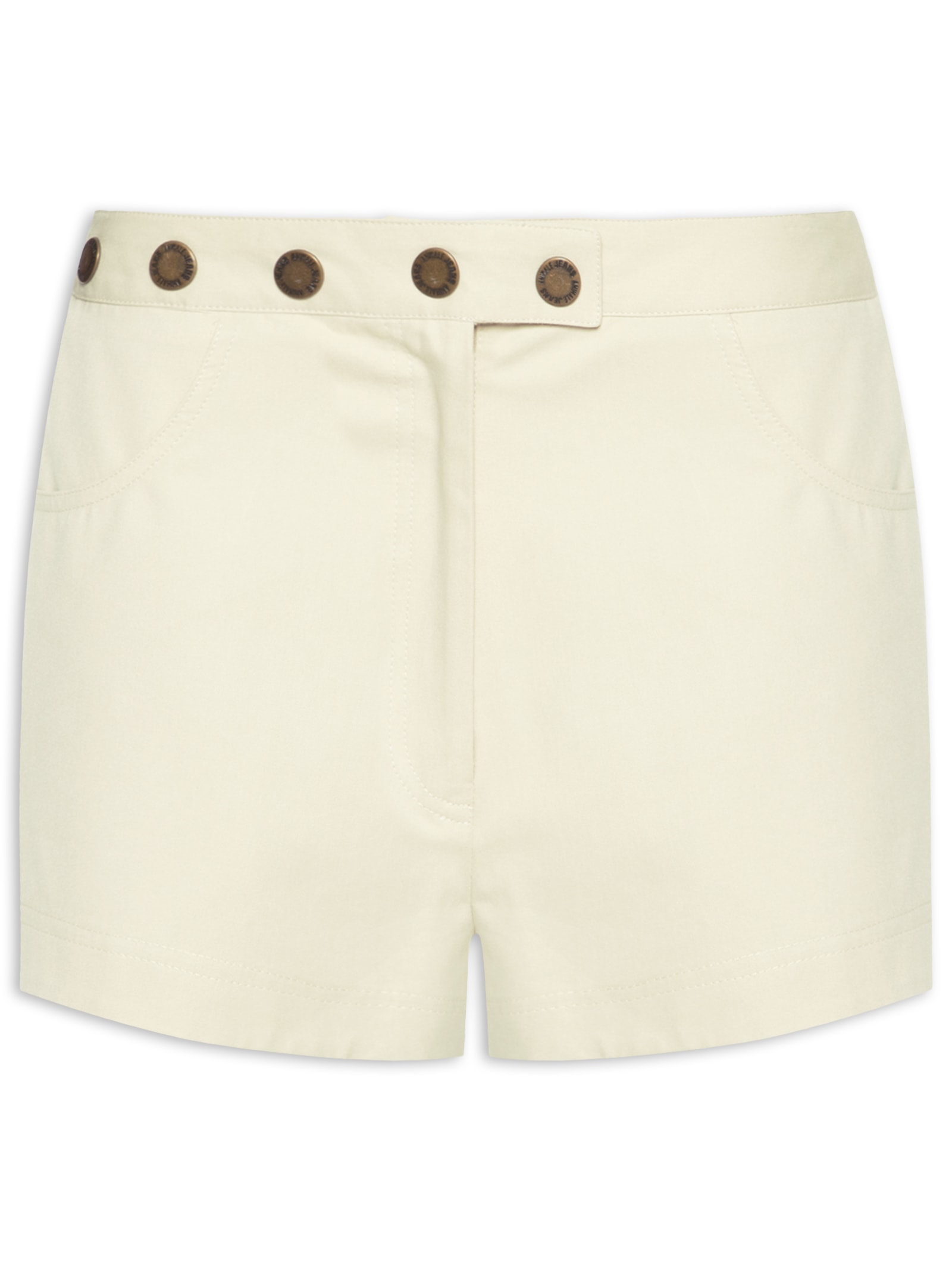 Mini Shorts Feminino Detalhes Cós Off White Animale Jeans