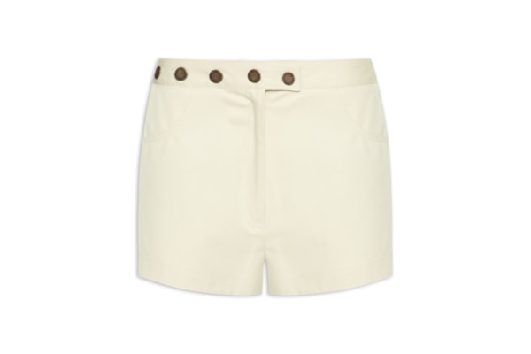 Mini Shorts Feminino Detalhes Cós - Off White