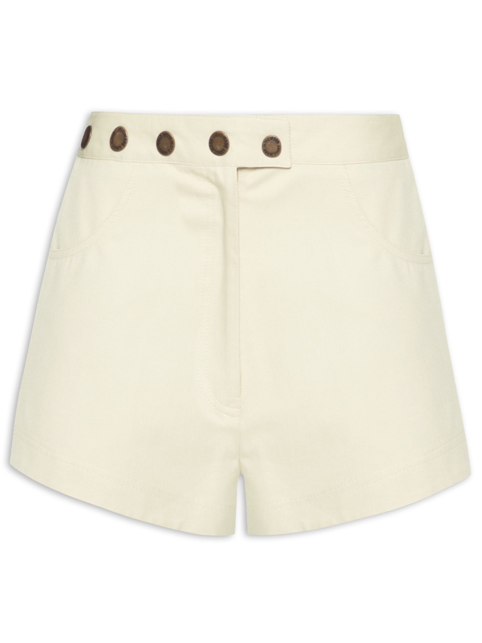 Mini Shorts Feminino Detalhes Cós Off White Animale Jeans