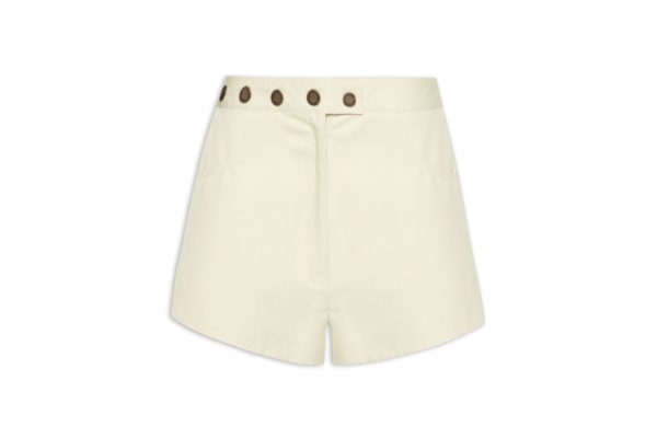 Mini Shorts Feminino Detalhes Cós - Off White