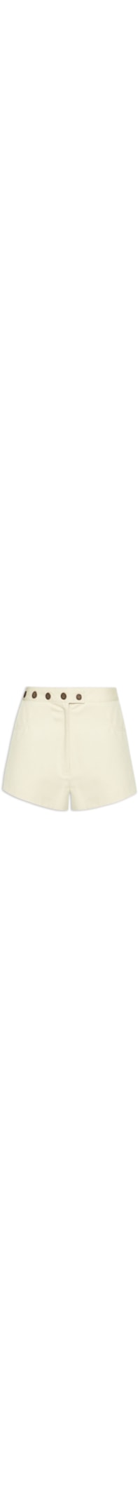 Mini Shorts Feminino Detalhes Cós - Off White