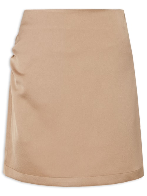 Minissaia Com Drapeado Na Lateral – Bege