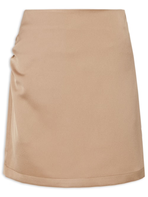 Minissaia Com Drapeado Na Lateral - Bege