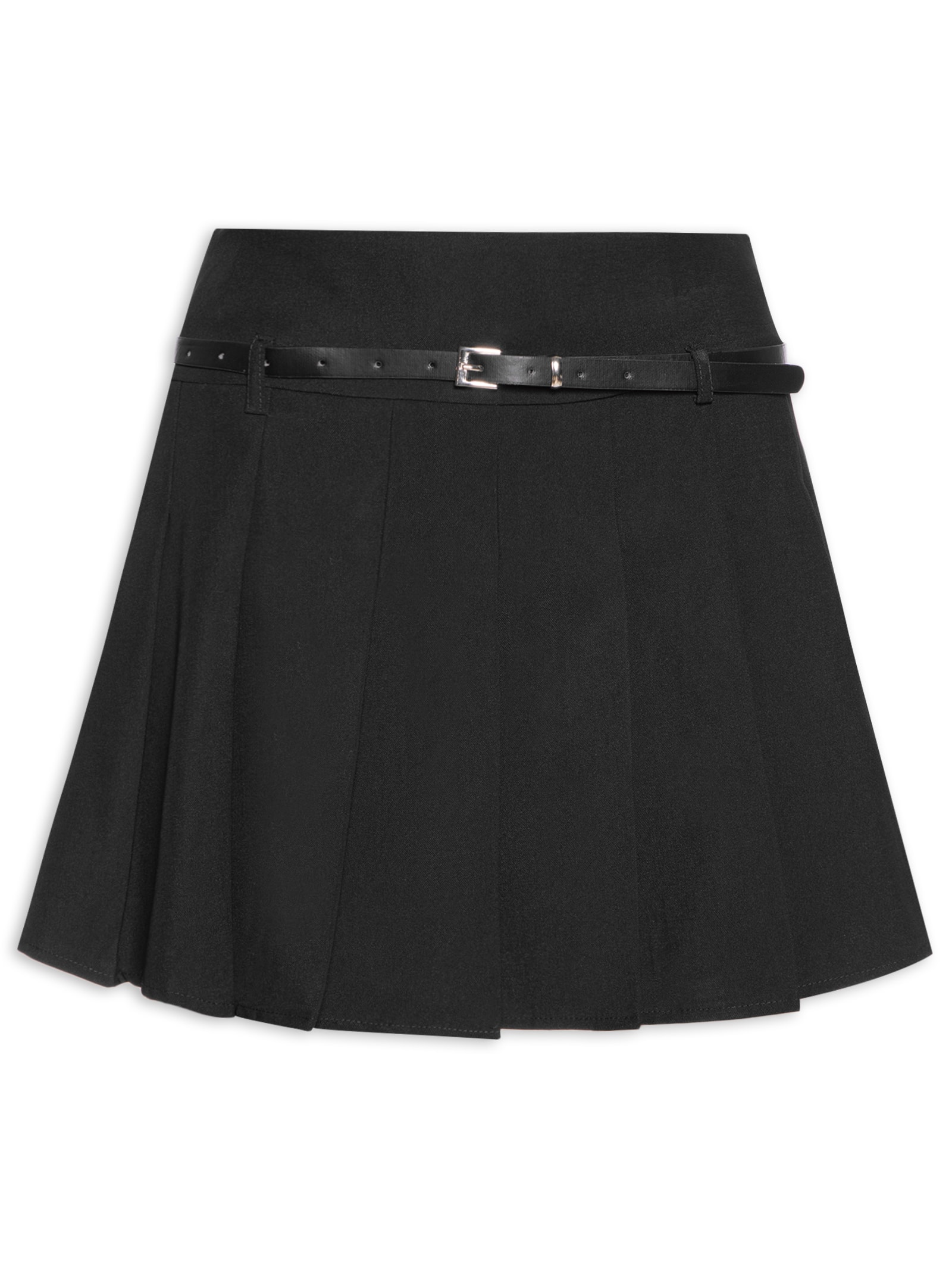 Minissaia Com Pregas E Cinto Preto Market 33