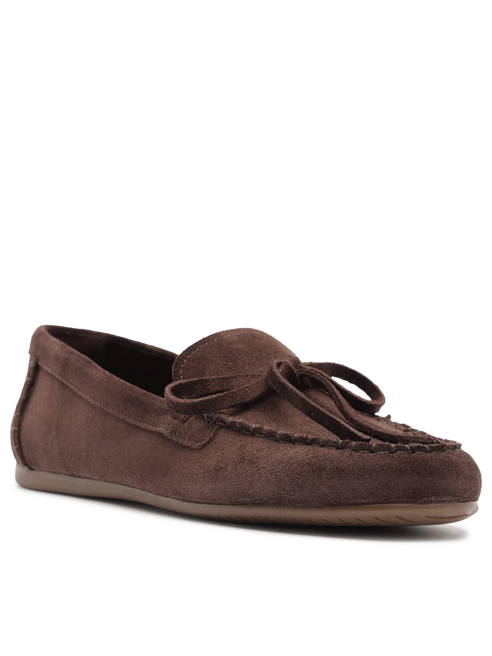 Mocassim Feminino Acamurçado Bico Redondo Lacinho – Marrom Arezzo